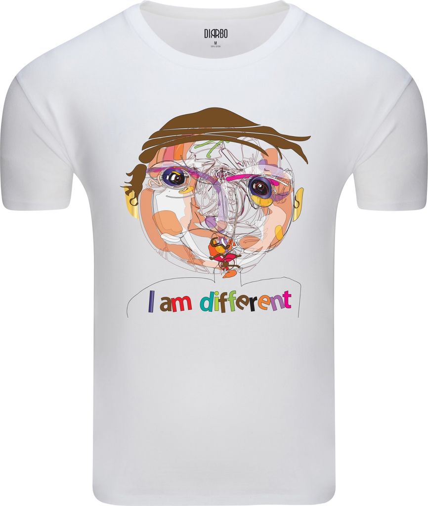 Diarbo Herren T-Shirt mit Abstraktes Druck Für Individualisten Weiß Gr.L