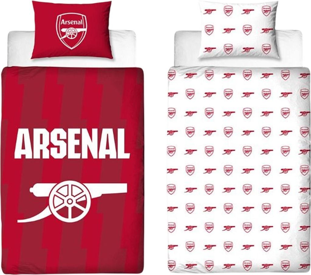 Arsenal FC - Blitz-Motiv Bettwäsche-Set AG4113 (Einzelbett) (Rot/Weiß)