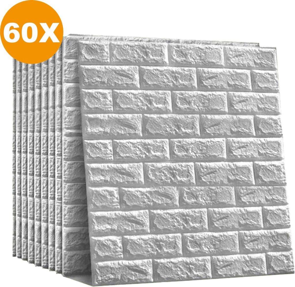 3D Wandpanelen – Grau – Selbstklebend – 60 Stück – Für Badezimmer & Wohnzimmer
