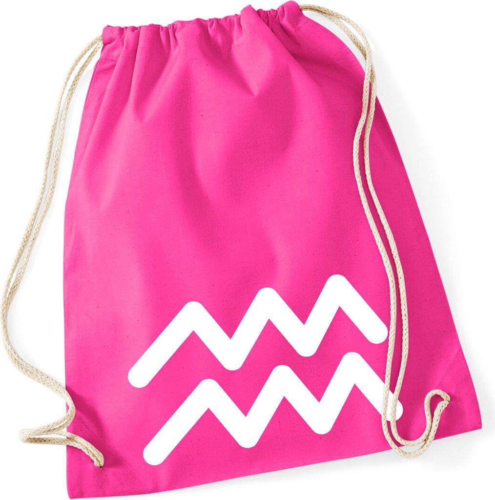 Huuraa Turnbeutel Wassermann Sternzeichen Zeichen 12 Liter Fuchsia Baumwolle Rucksack Geschenkidee