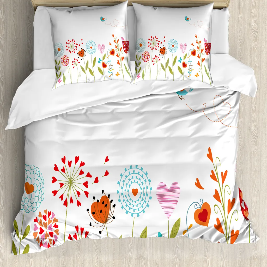 Set Letto ABAKUHAUS Fiori e Cuori 200x200 - Comfort Ipoallergenico