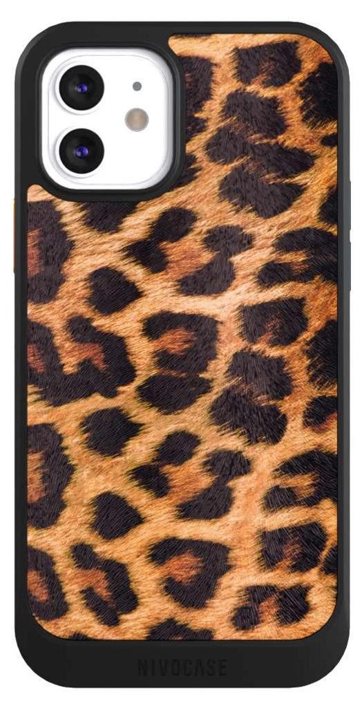 NIVOCASE Hülle für Apple iPhone 12 Handyhülle NIVOcore Case Schwarz Animalprint Fell Leopard