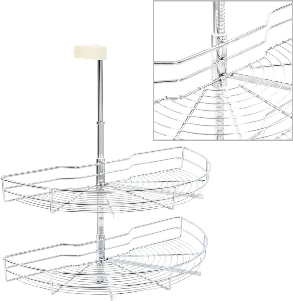 2-stufiger Küchen-Drahtkorb Silbern 180 Grad 75x38x80 cm