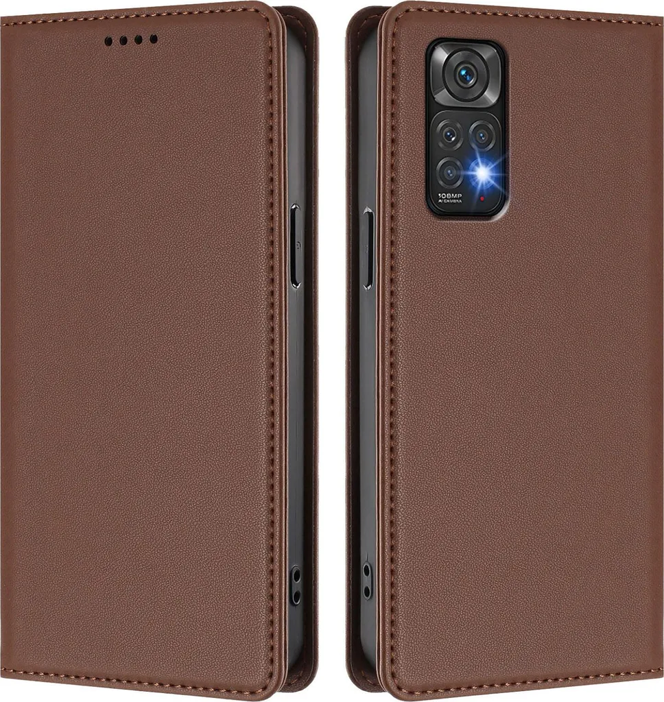 Custodia per Xiaomi Redmi Note 11S/Note 11 4G, Flip Cover in Finto cuoio antiurto magnetica con supporto Marrone