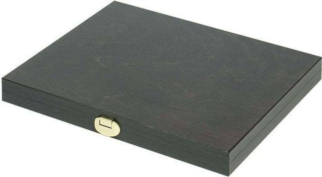 LINDNER Echtholz-Münzkassette CARUS-1 mit einer dunkelblauen Münzeinlage für Münzen mit Ø 32,5 mm, z.B. für deutsche 20 Euro- bzw. 10 Euro-Si...