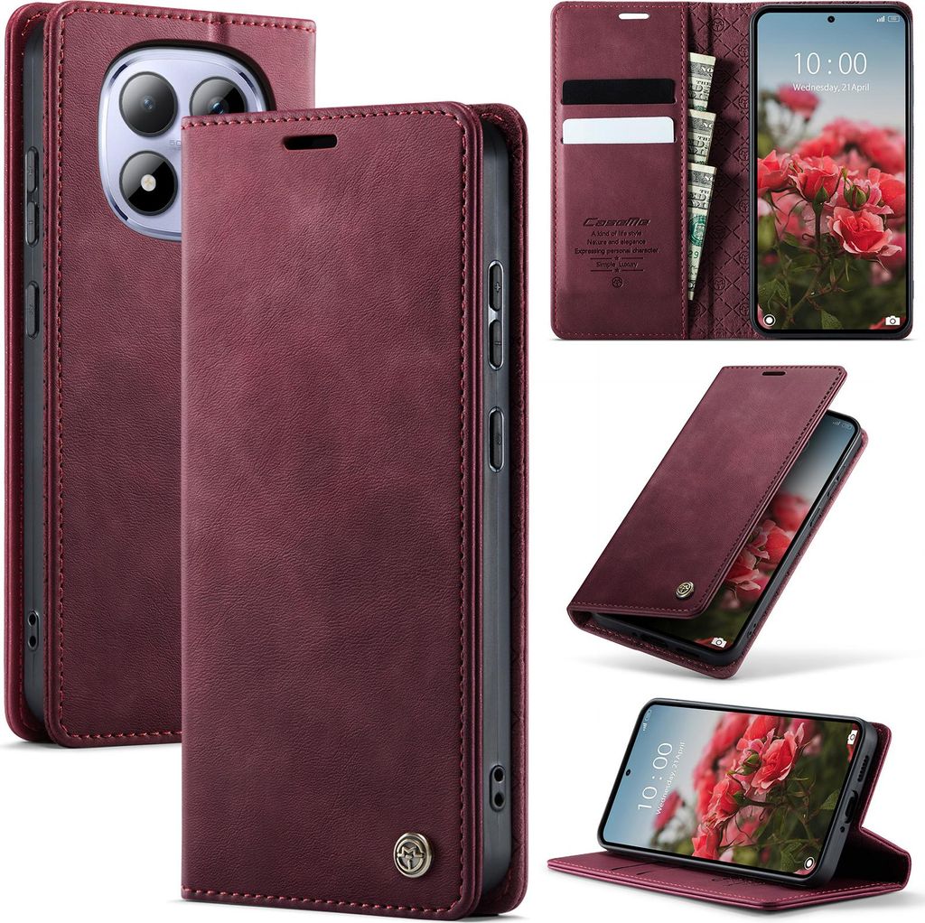 Handyhülle für Xiaomi Redmi Note 15 Pro 5G Hülle Leder mit RFID Schutzhülle Klapphülle Magnet Kartenfach Standfunktion Rot