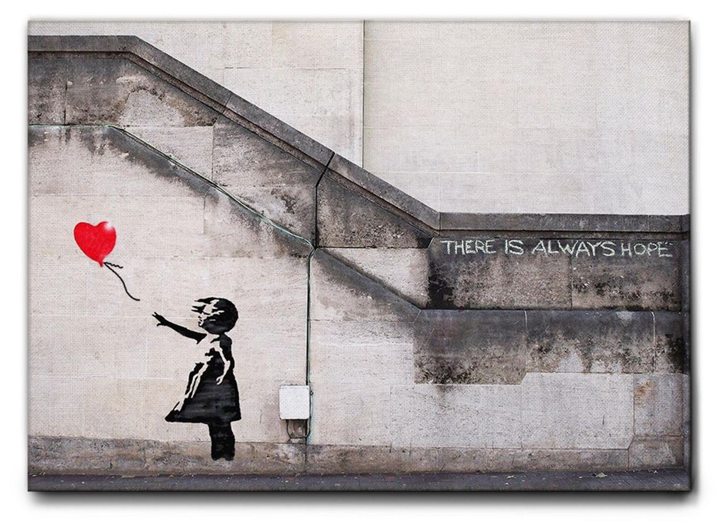 Giallobus - Rotes Ballonmädchen - Banksy - 140L x 100B cm - Bild - Leinwand mit Standardrahmen