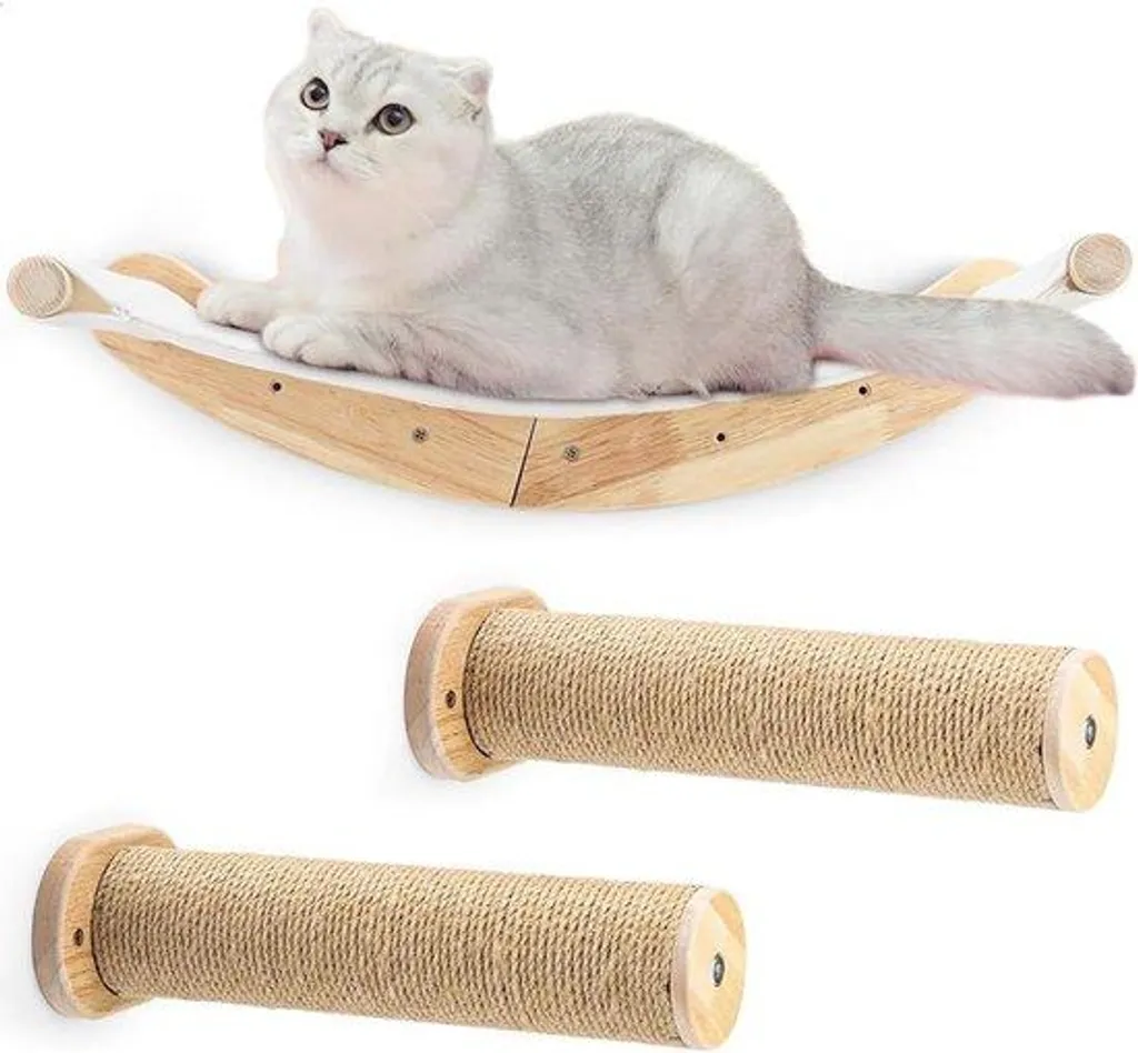 Hamacs pour chats multi-possesseurs lot de 3 bois clair style moderne