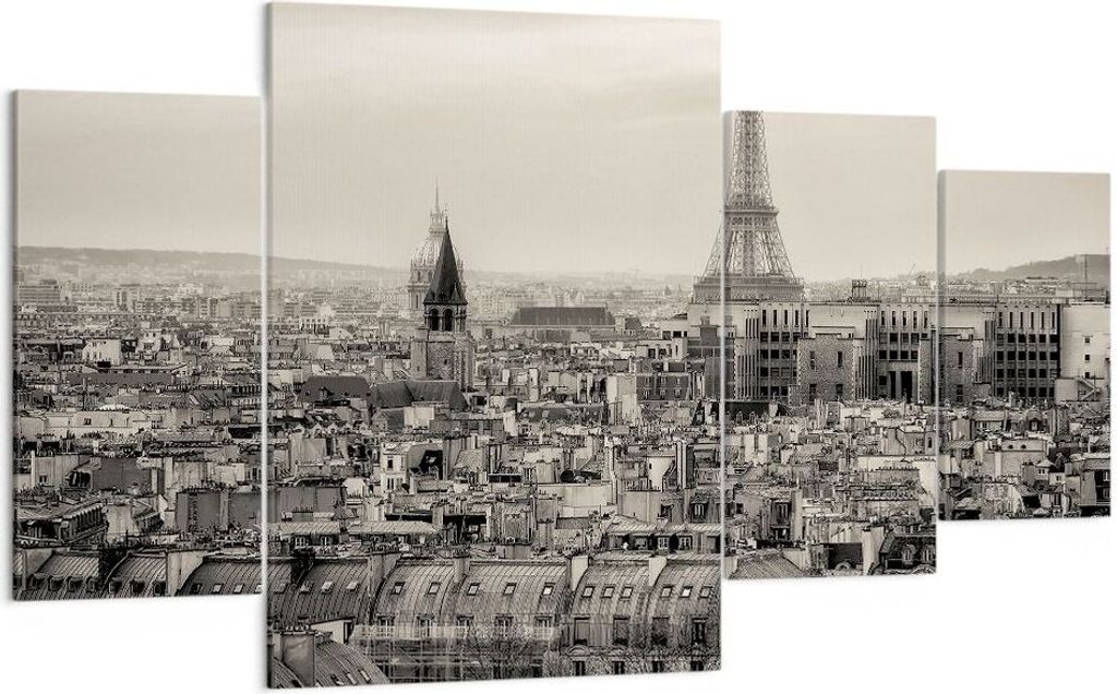 Bild auf Leinwand - Leinwandbild - Paris Stadt Zuhause - 160x90cm - Wand Bild - Wanddeko - Leinwanddruck - Bilder - Kunstdruck - Wanddekoration - L...