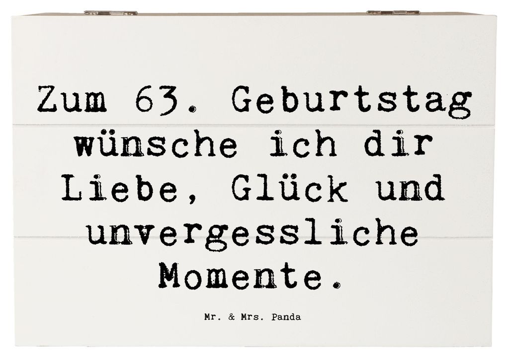 Mr. & Mrs. Panda Geschenkbox Spruch 63. Geburtstag Liebe Glück Momente 22 x 15 cm - Weiß - Geschenk, schmuckkiste, Schatzkiste, einzigartiges, Ha...