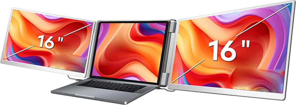 16-Zoll-Laptop-Bildschirmerweiterung, 1200P FHD, tragbarer Dreifachmonitor fuer 12-18,5-Zoll-Laptops, klappbare Monitorerweiterung mit Staender, Tr...