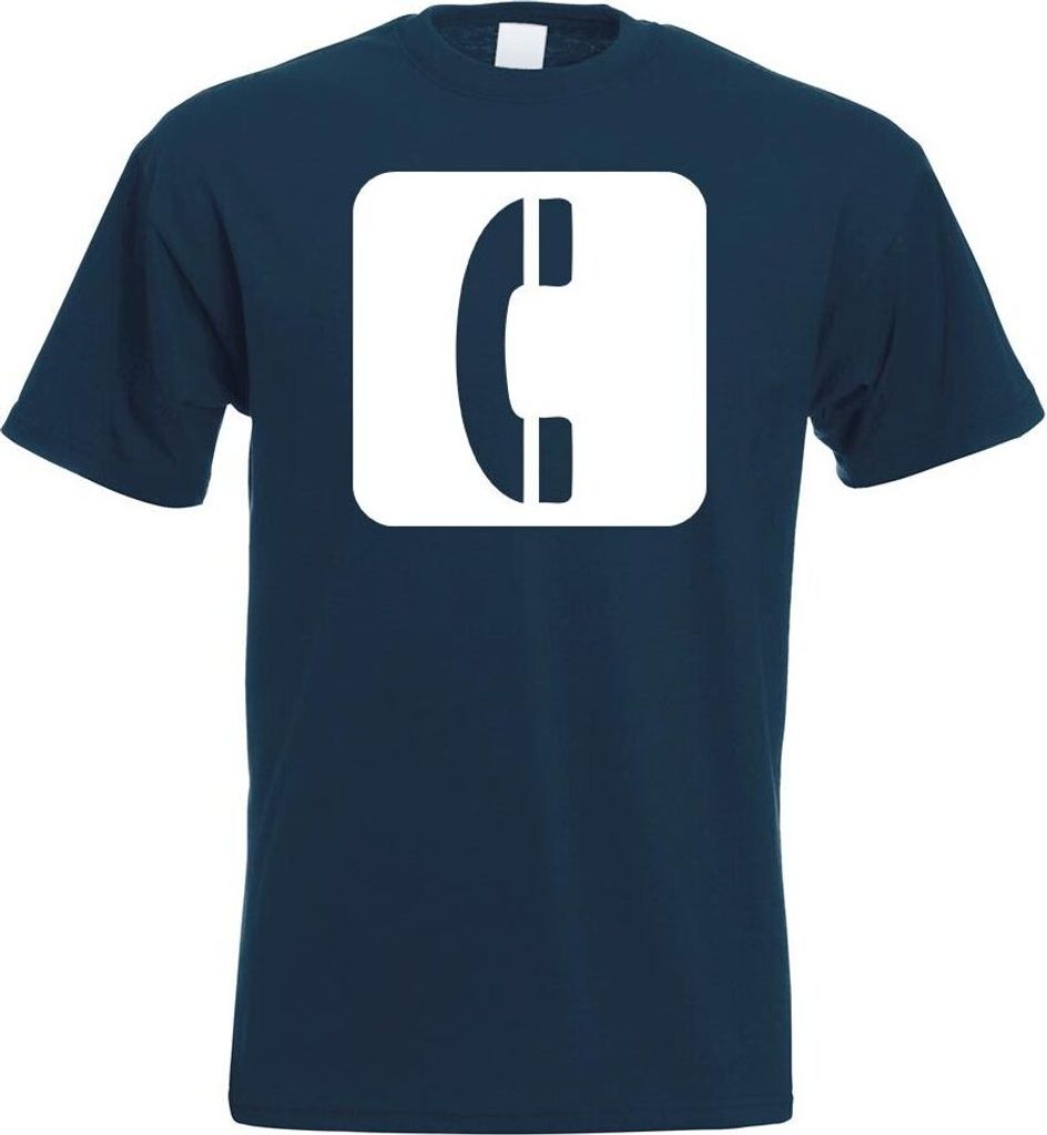 Kiwistar - T-Shirt - Navy - Telefon Kontakt Anruf Piktogramme Herren Funshirt Bedruckt Design Sprüche Spruch Motive - mit Motiv Bedruckt - Funshir...
