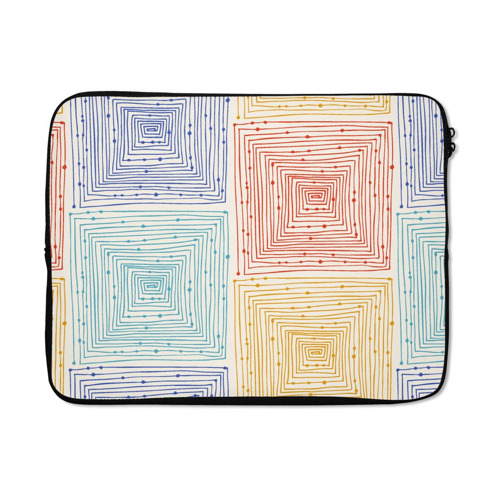 MuchoWow Laptop Hülle 17 Zoll Laptoptasche Labyrinth - Pastell - Punkte - Muster - Zipper - Schutzabdeckung