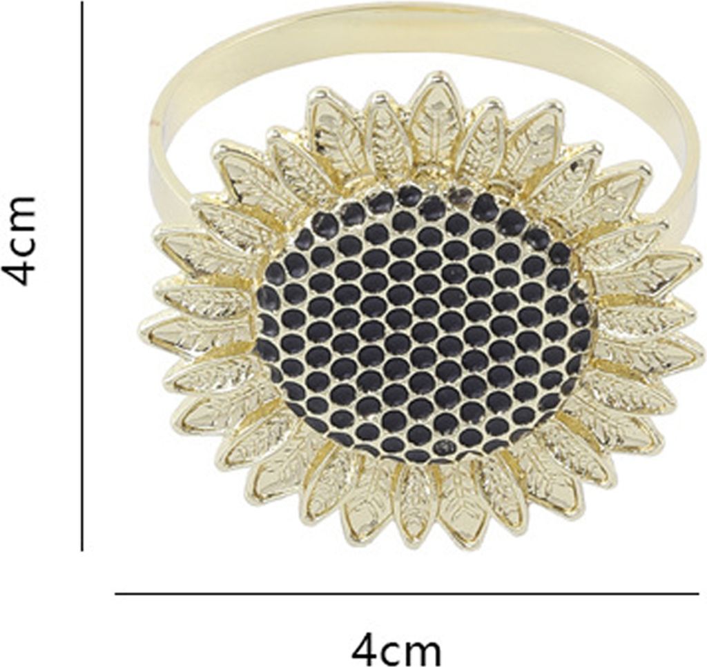 Blumenförmiger Serviettenring, Sonnenblumenklee, solide Legierung, elegante Tischdekoration, Abendessen, Serviettenhalter, Schnalle, Partyzubehör