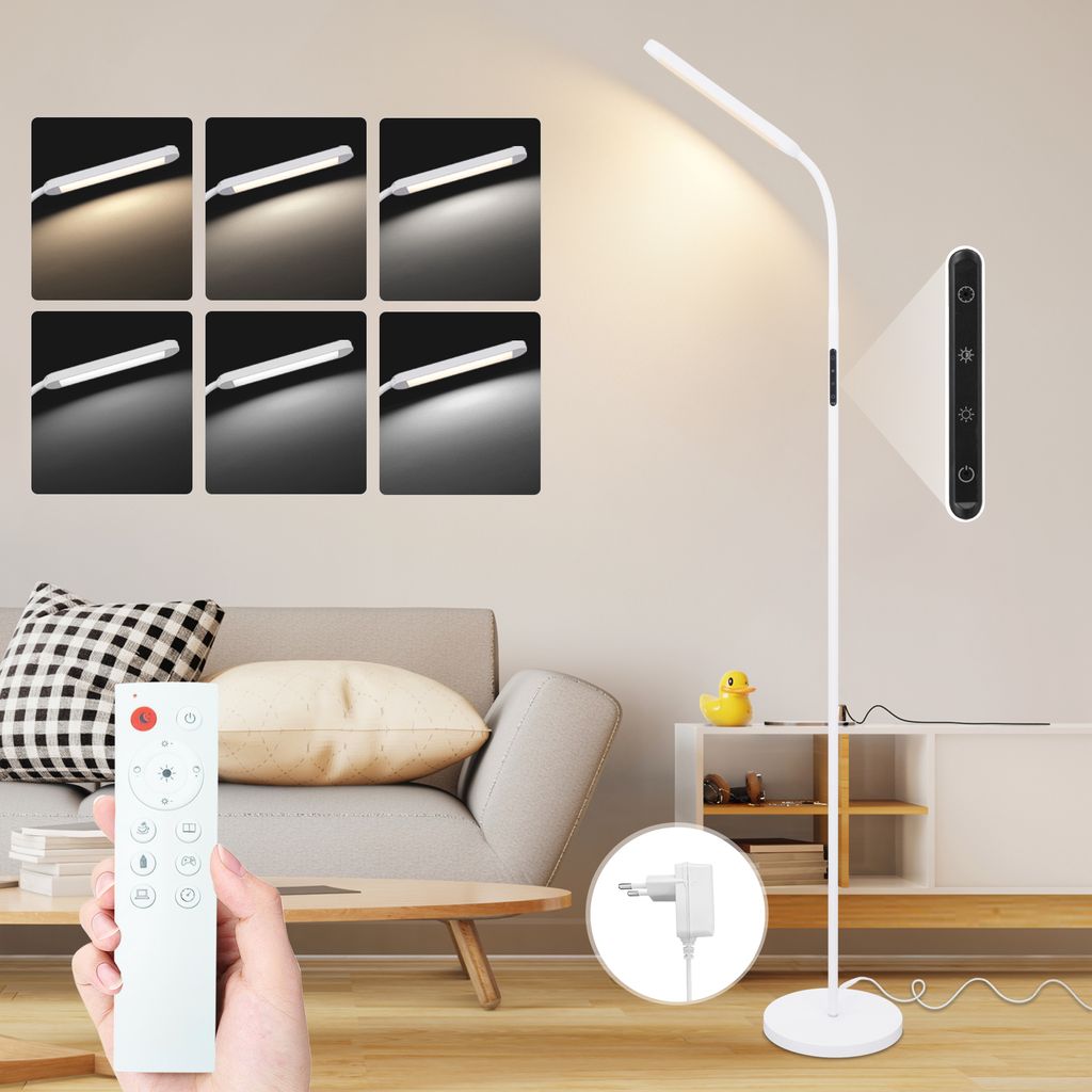 ZMH Stehlampe Wohnzimmer Dimmbar Standleuchte LED Stehleuchte 11W Weiß 3000K-6000K Leselampe 360° Drehbar Touch Control Timer Bodenlampe mit Fern...