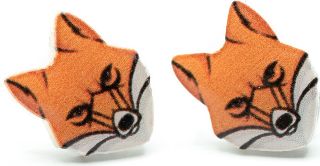 Fuchskopf Ohrstecker Miniblings Stecker Fuchs Kopf Tier Wald braun weiß Print