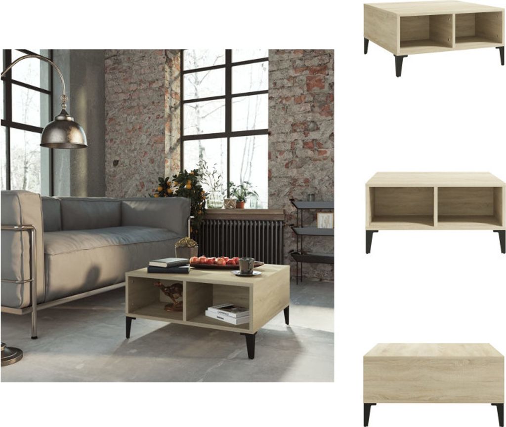 vidaXL Couchtisch Sonoma-Eiche 60x60x30 cm Holzwerkstoff - Couchtische