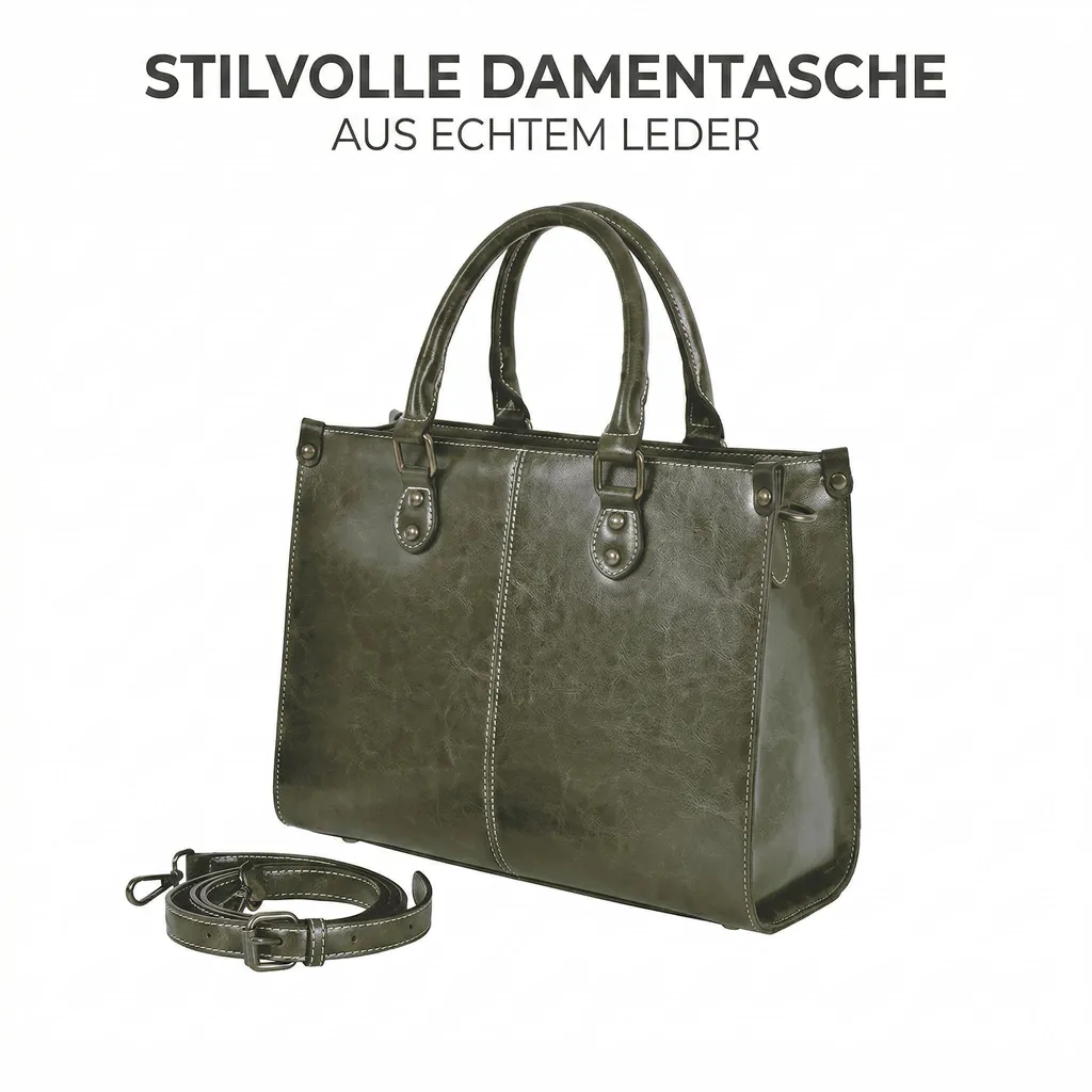 Sac à bandoulière vintage en cuir naturel vert foncé pour femme