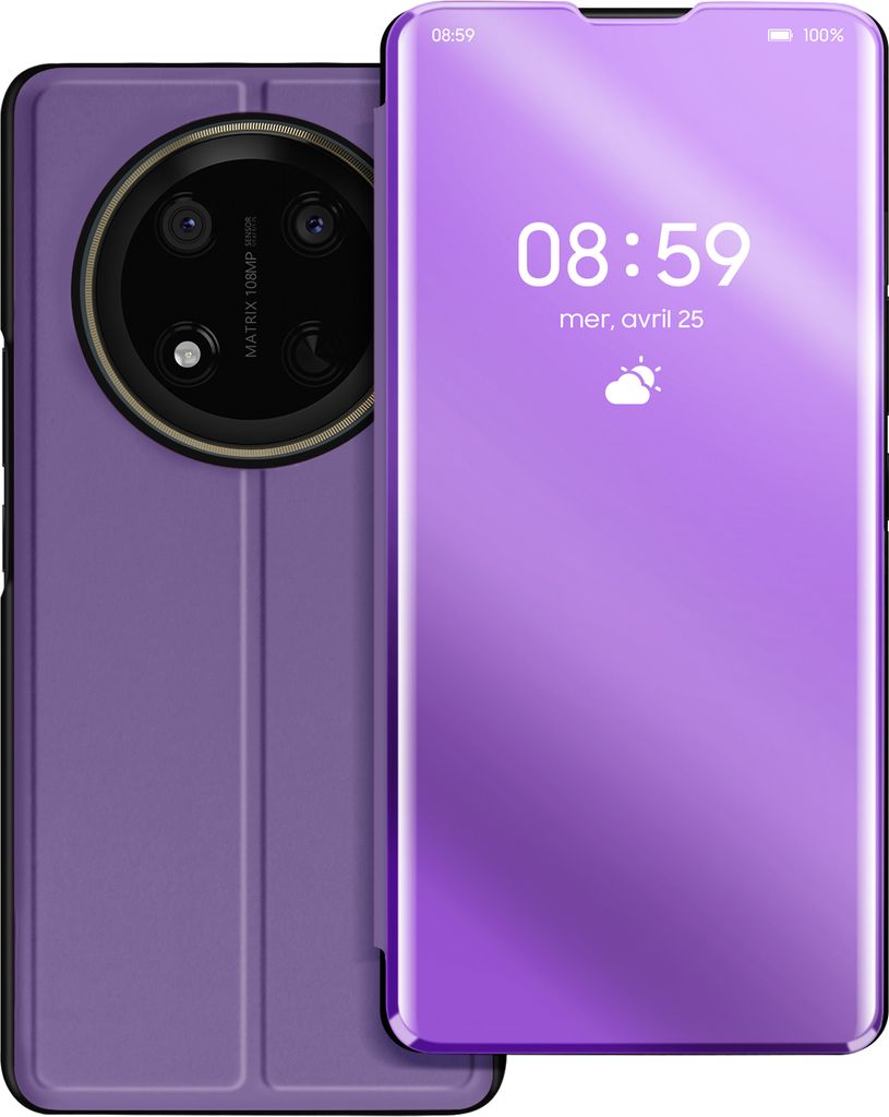 Avizar, Spiegel-Klappetui für Honor Magic 7 Lite mit Ständerfunktion, Violett