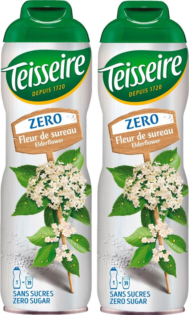 Teisseire Sirup Holunderblüte zero Zucker 600ml - Cocktails (2er Pack)