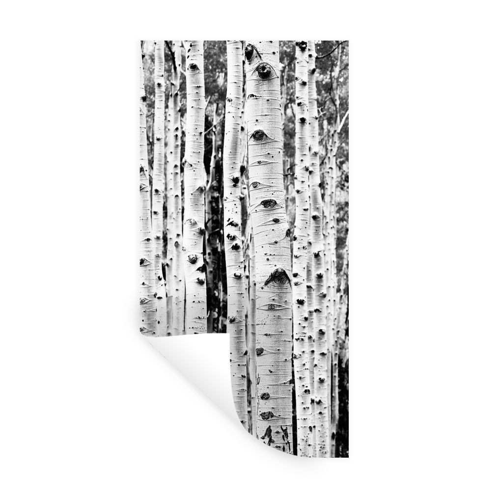 MuchoWow Wandtattoo Wandsticker Wandaufkleber Bäume - Holz - Schwarz und weiß - Natur 80x160 cm Selbstklebend und Repositionierbar - Sticker - ...