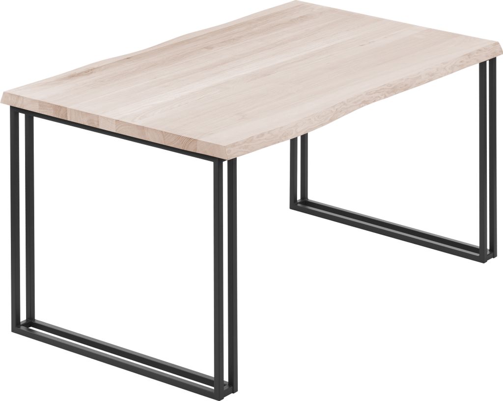 LAMO Manufaktur Esstisch Küchentisch Schreibtisch Couchtisch aus Massivholz, mit Baumkante 100x80x76 cm (AxBxH), Frame, Roh / Schwarz, LUB-01-A-00...