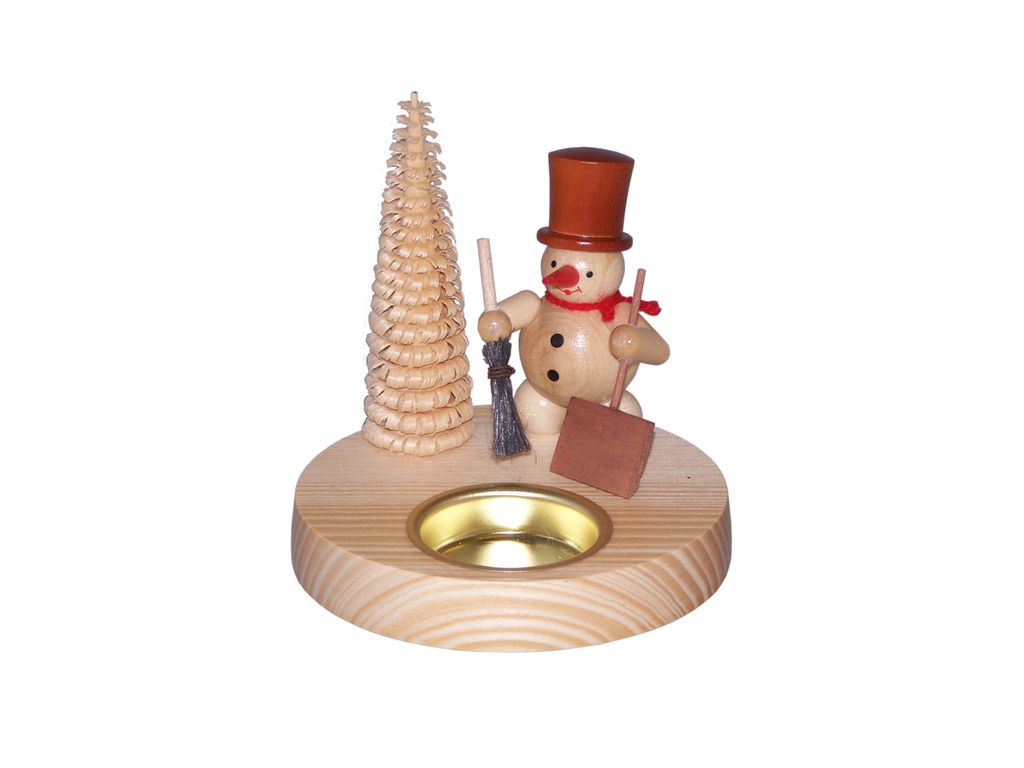 Tischdekoration Kerzenhalter Schneemann mit Schippen und Besen BxHxT 10x10,5x10cm NEU