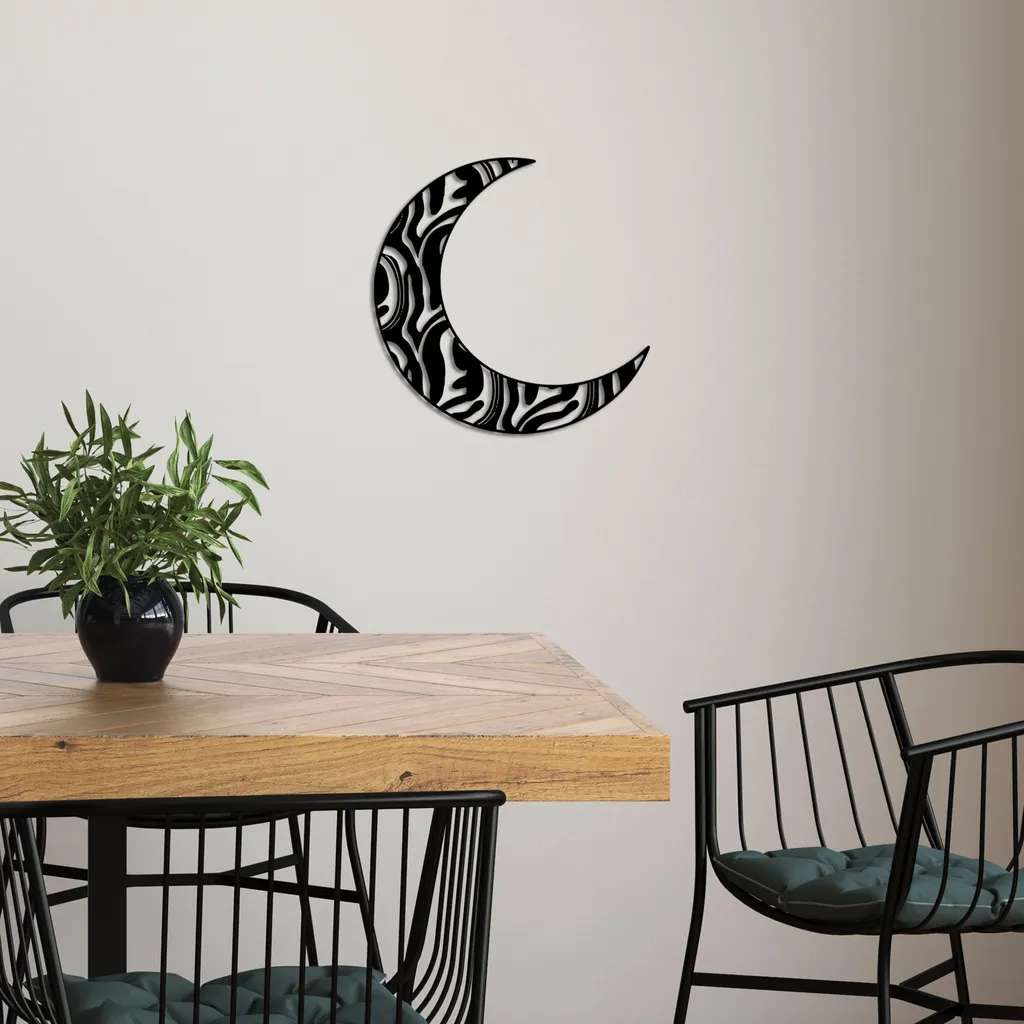 Wallity Crescent 4 Metal Wall Art Nero 49x49 Modern Home Decor