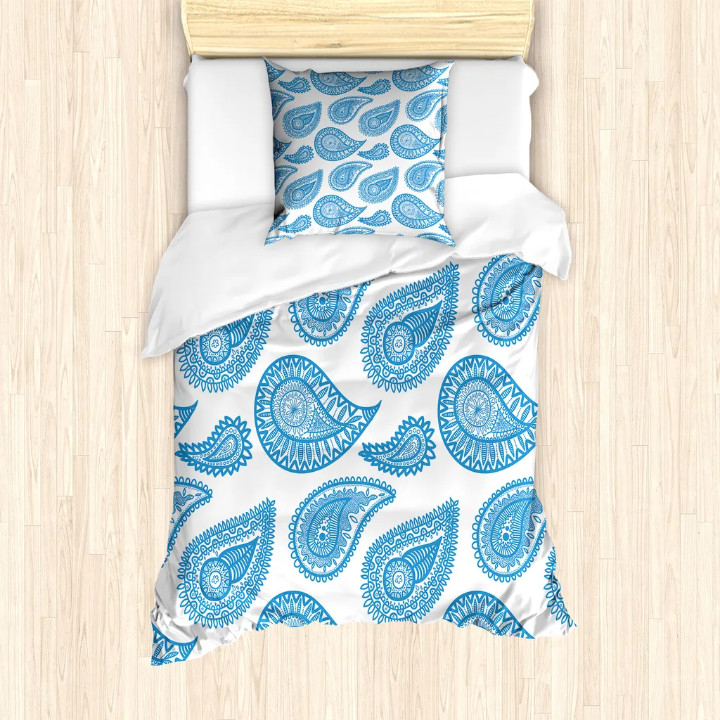 Copripiumino Paisley Blu ABAKUHAUS 135x200 - Arredo Letto Etnico Boho