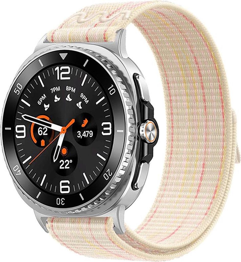 Für Samsung Galaxy Watch 8 / 8 Classic Nylon Armband mit Klettverschluss Beige