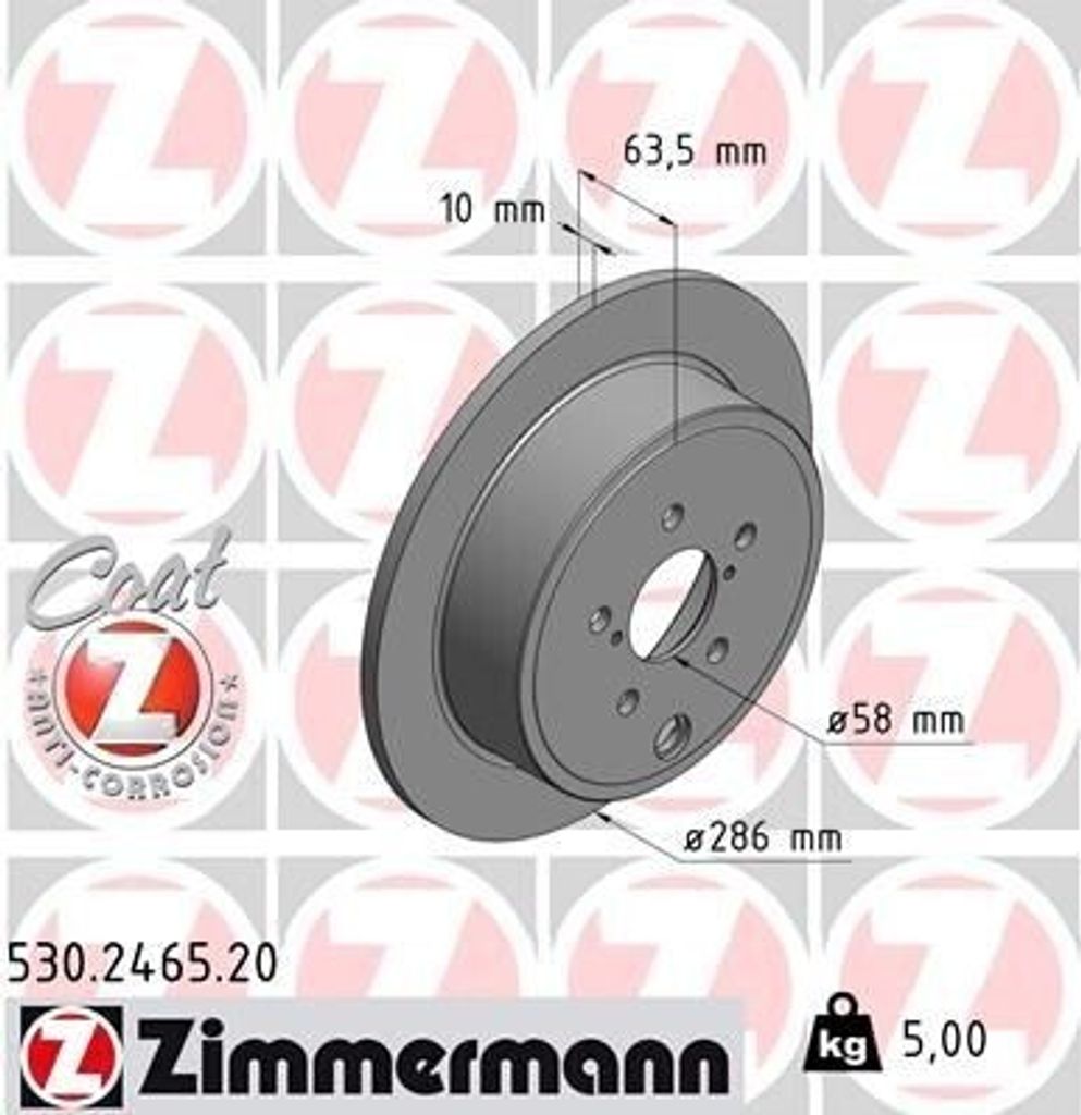 ZIMMERMANN 530.2465.20 Bremsscheibe OE 26700FG000 kompatibel mit GT 86