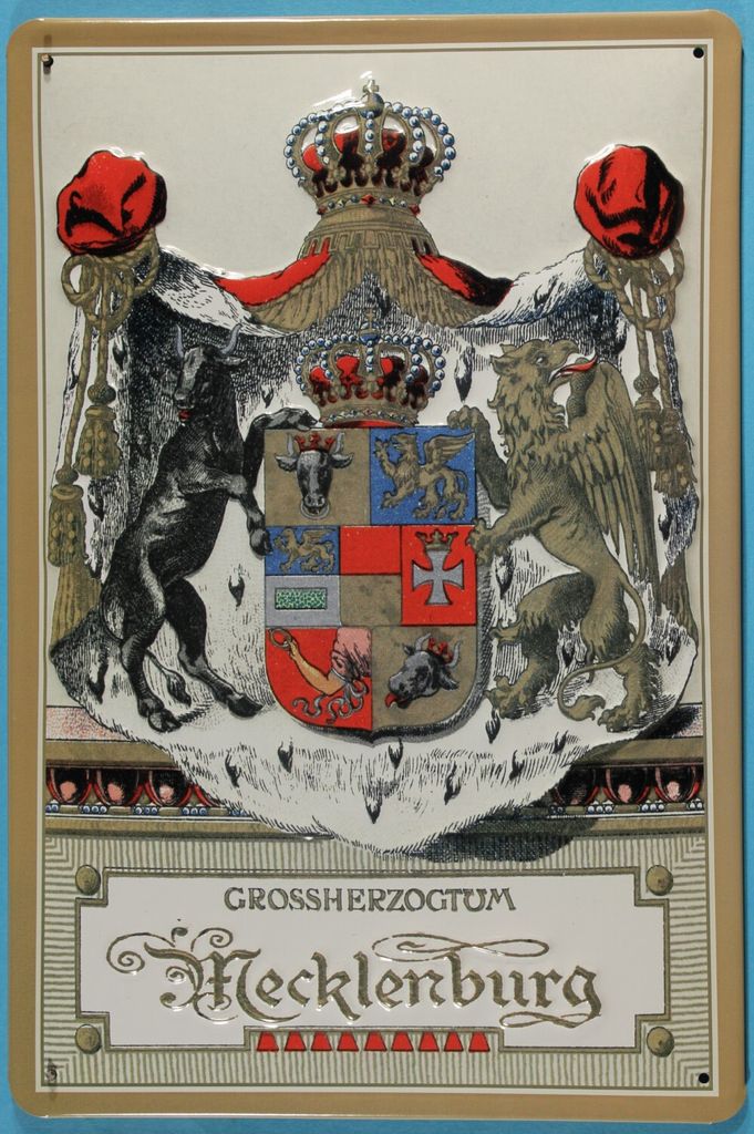 Blechschild Nostalgieschild Grossherzogtum Mecklenburg Wappen Schild Wappenschild