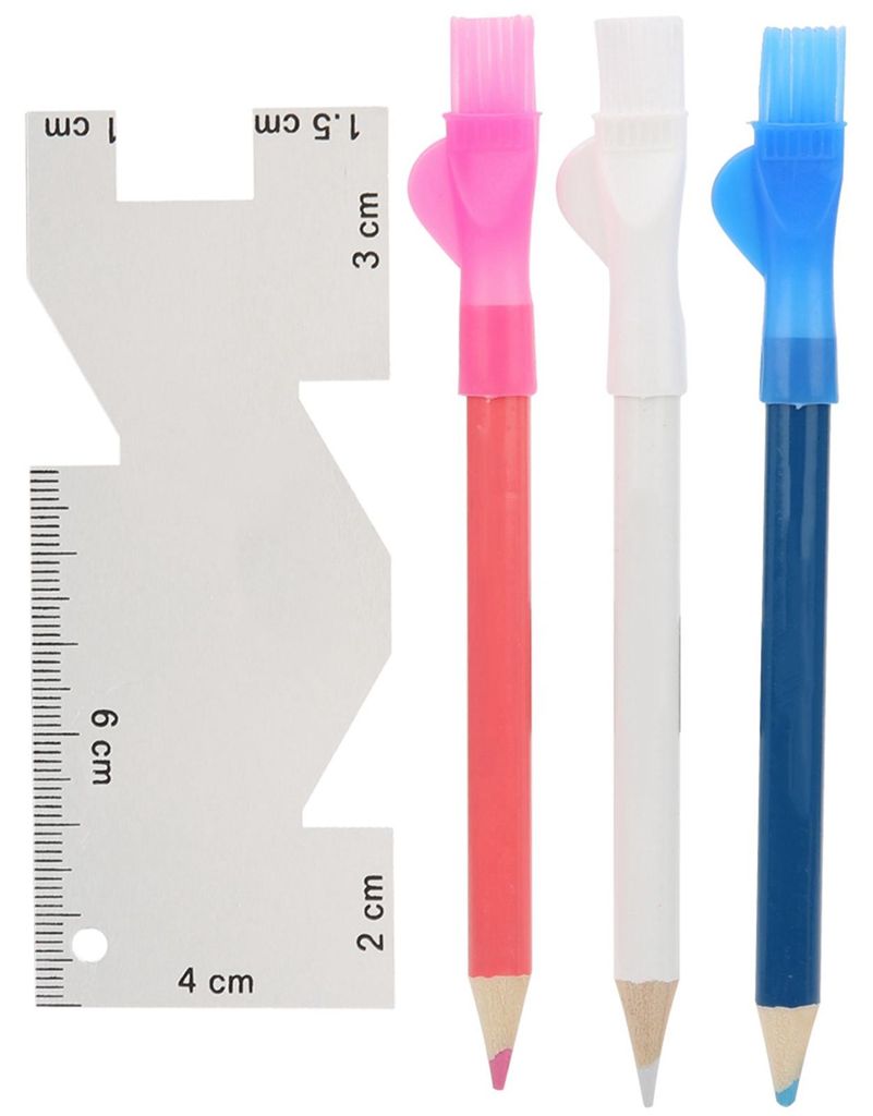 Tragbarer Nählineal aus Metall, manueller Messschieber, Schneiderstift mit Pinsel, Nähmaschinenzubehör