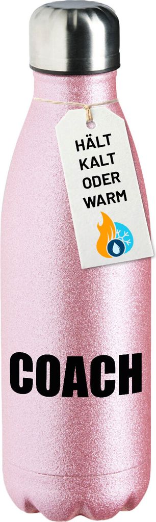 Huuraa Trinkflasche Coach Training 500ml Pink Edelstahl Wasserflasche Trinkflasche Geschenkidee