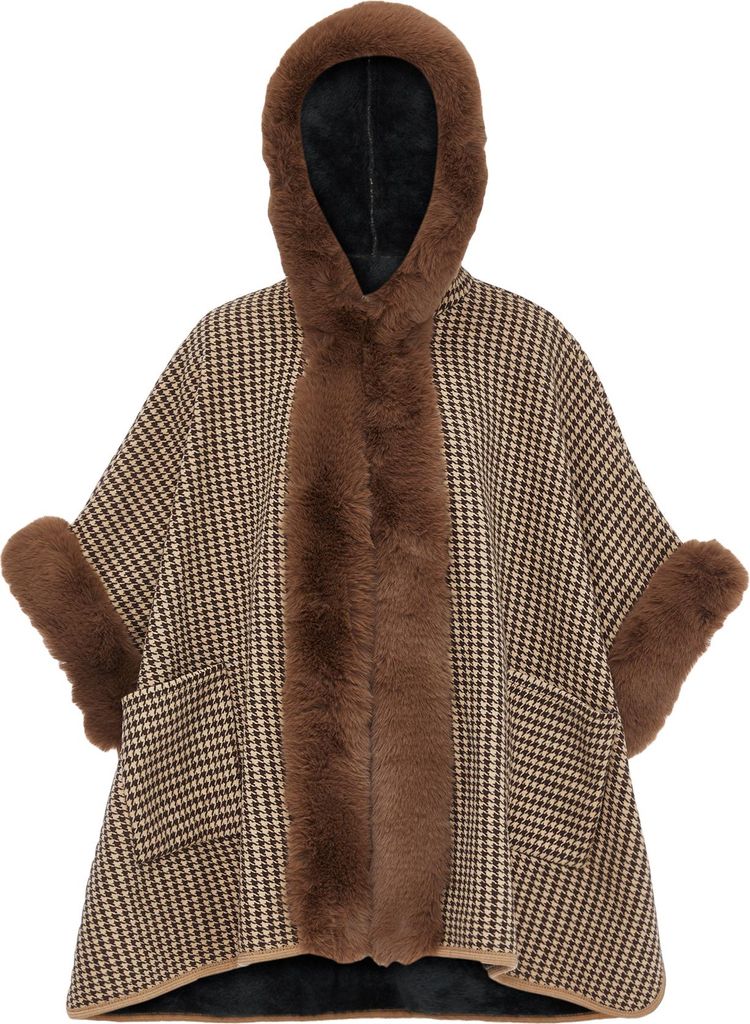 FRAULLY damen strickponcho - braun, M