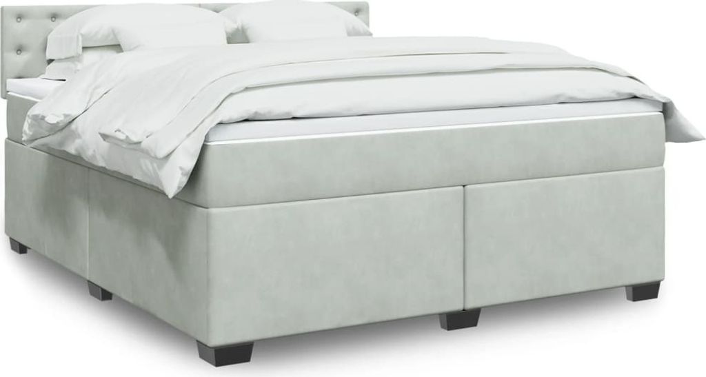 Maison Exclusive - Boxspringbett mit Matratze Hellgrau 180x200 cm Samt