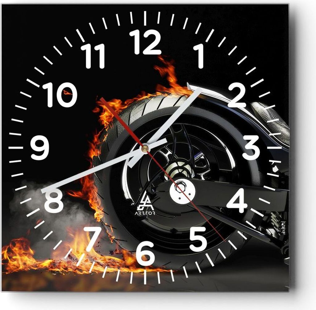 Wanduhr - Quadrat - Glasuhr - Zerhacker geschwindigkeit stahl mann - 30x30cm - Schleichendes Uhrwerk - Lautlos - zum Aufhängen bereit - Dekoration...