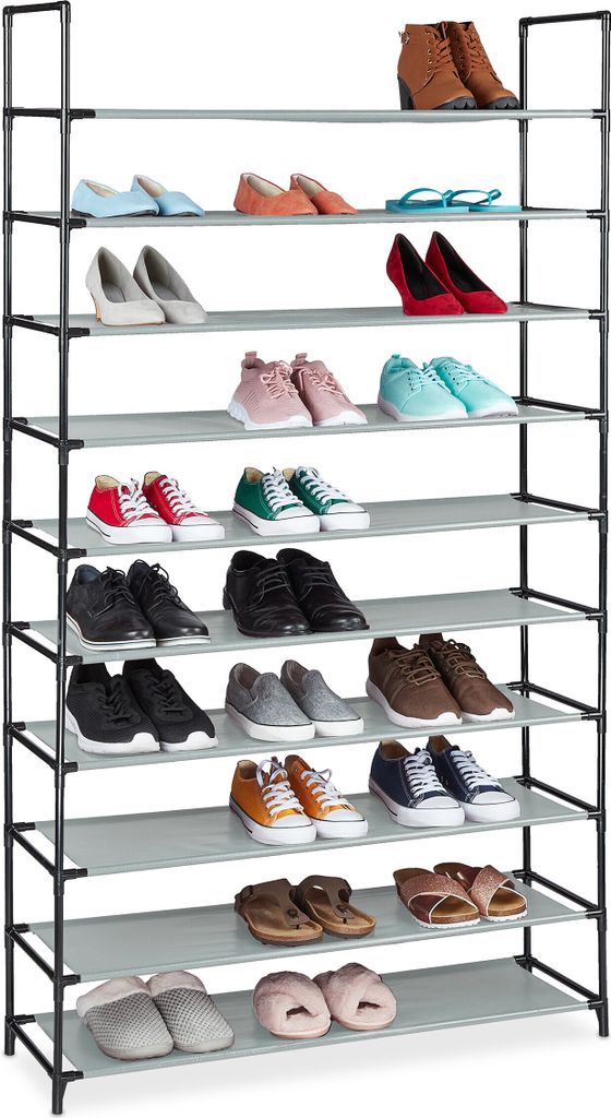 Relaxdays XXL Schuhregal Stecksystem, 10 Ebenen, für 50 Produktbild 