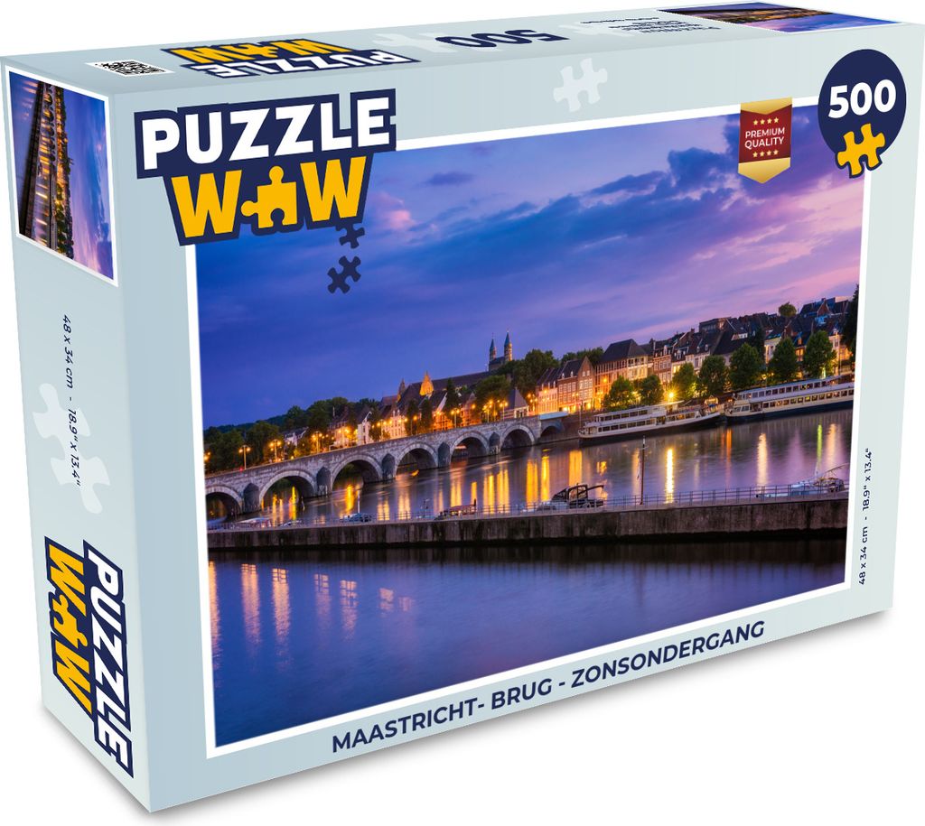 MuchoWow Puzzle 500 Teile Maastricht- Brücke - Sonnenuntergang - 500 Teile - Kinder - Selberbauen - Puzzlespiele