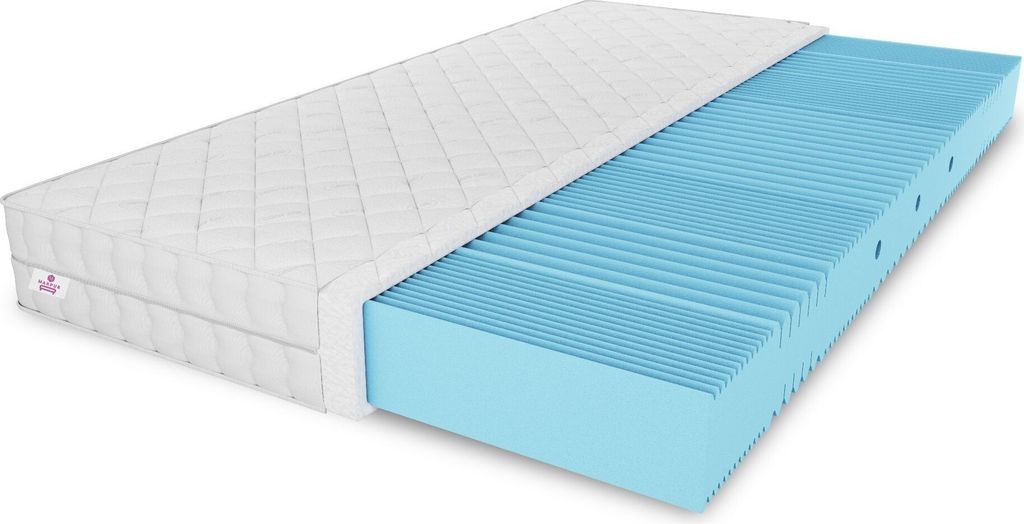 Schaummatratze Nicole mit Massageschicht, 120x200 cm, Schaummatratze Höhe ca. 10 cm, Härtegrad H3, Farbe: Weiß, Hochflexibler Schaum inkl. Bezug