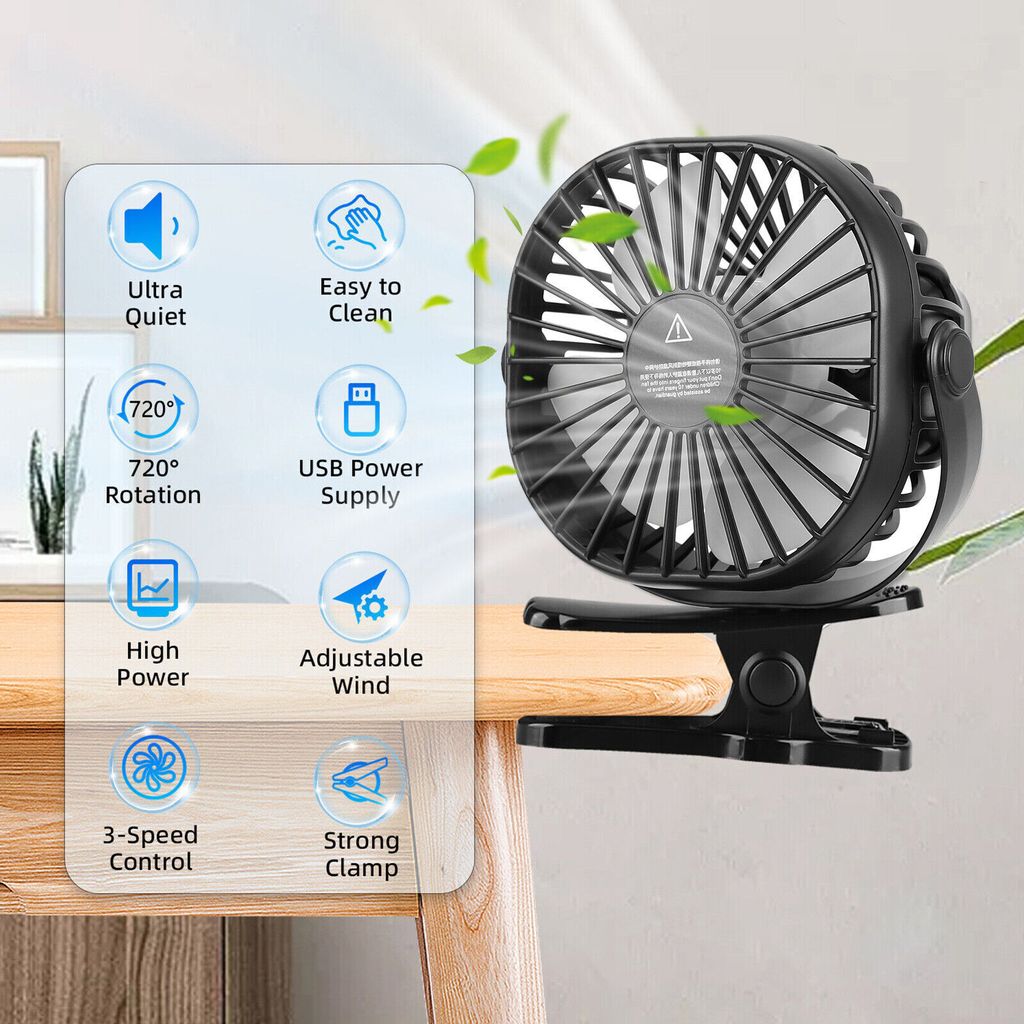 Mini Tischventilator Clip Ventilator Leise Ventilator mit Produktbild 2