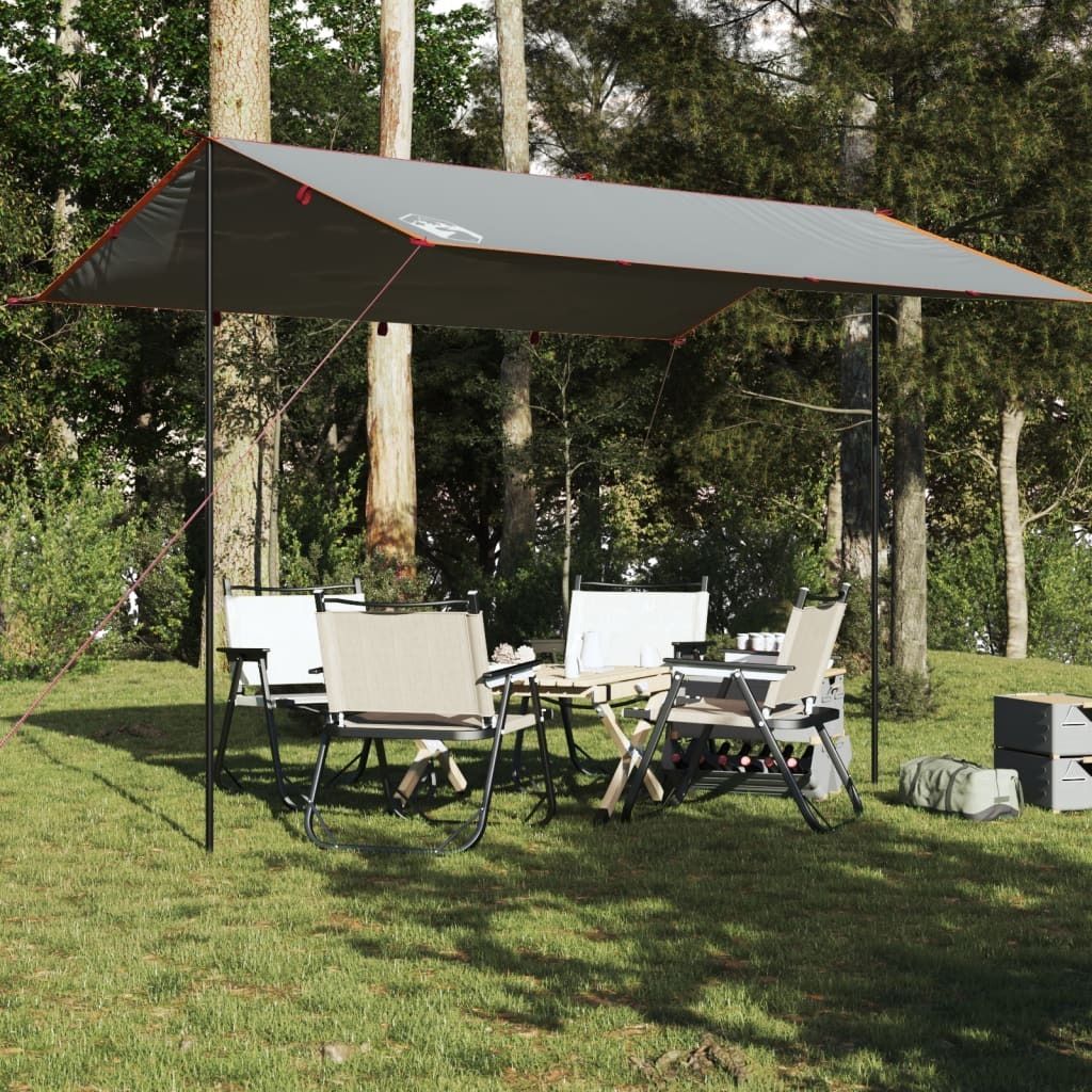 Design Tarp Grau und Orange 400x294 cm Wasserdicht, Campingzelte 2024 Neu