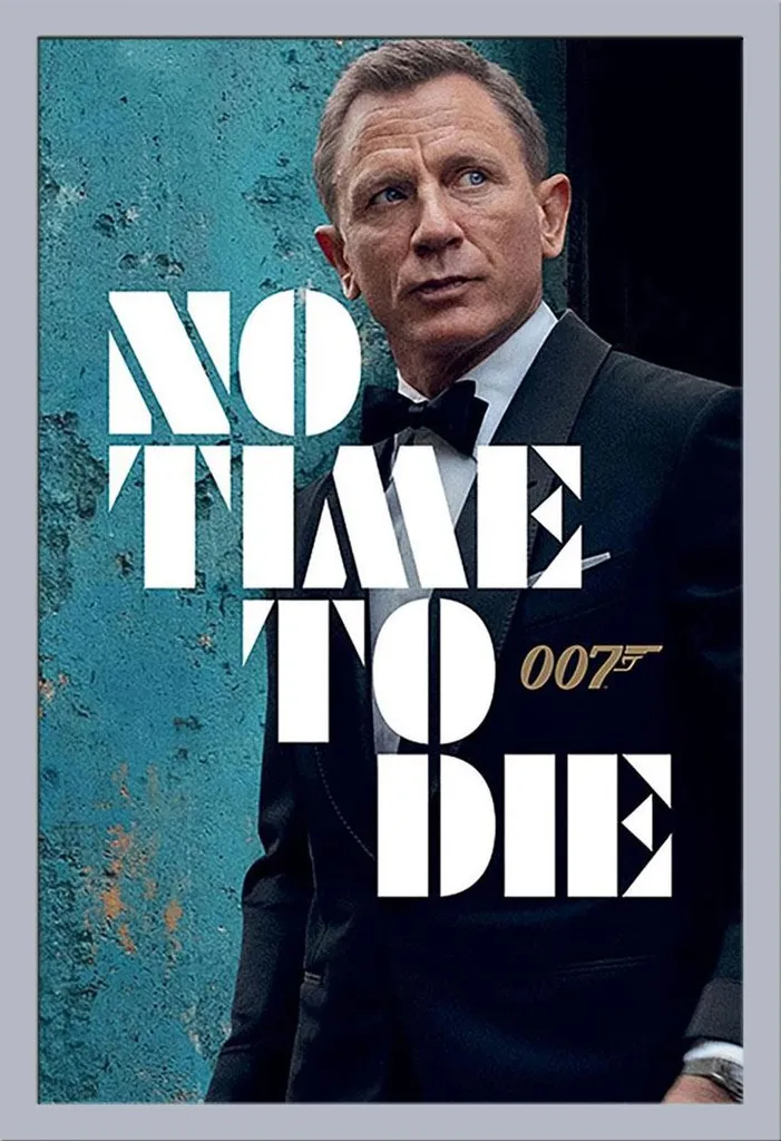 Idea Regalo 007 James Bond Poster No Time to Die + Cornice Silver Shinsuke