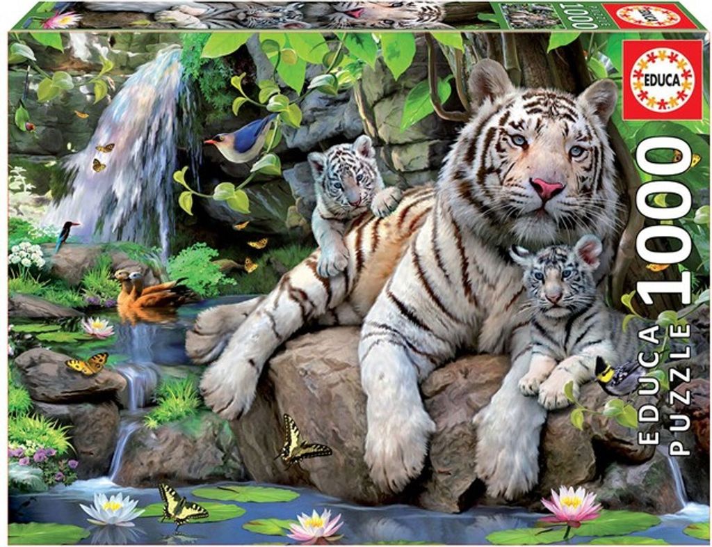 Educa Puzzle 9214808 - Bengal White Tigers - 1000 Teile Puzzle