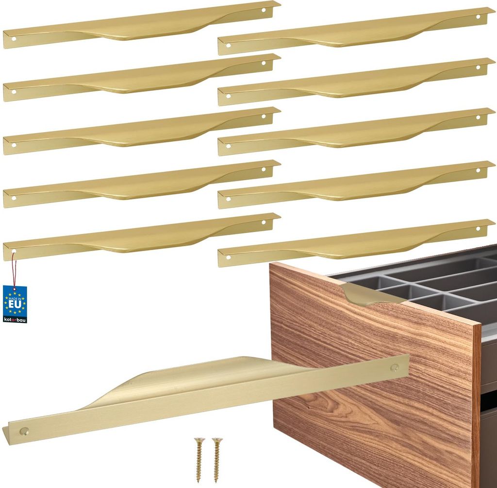 KOTARBAU 10er Set Möbelgriff Möbelgriffe Schrankgriffe 256 / 276 mm ZnAl Küchengriffe Gold Griffe Möbel Türgriff Profilgriff Türgriffe Küc...