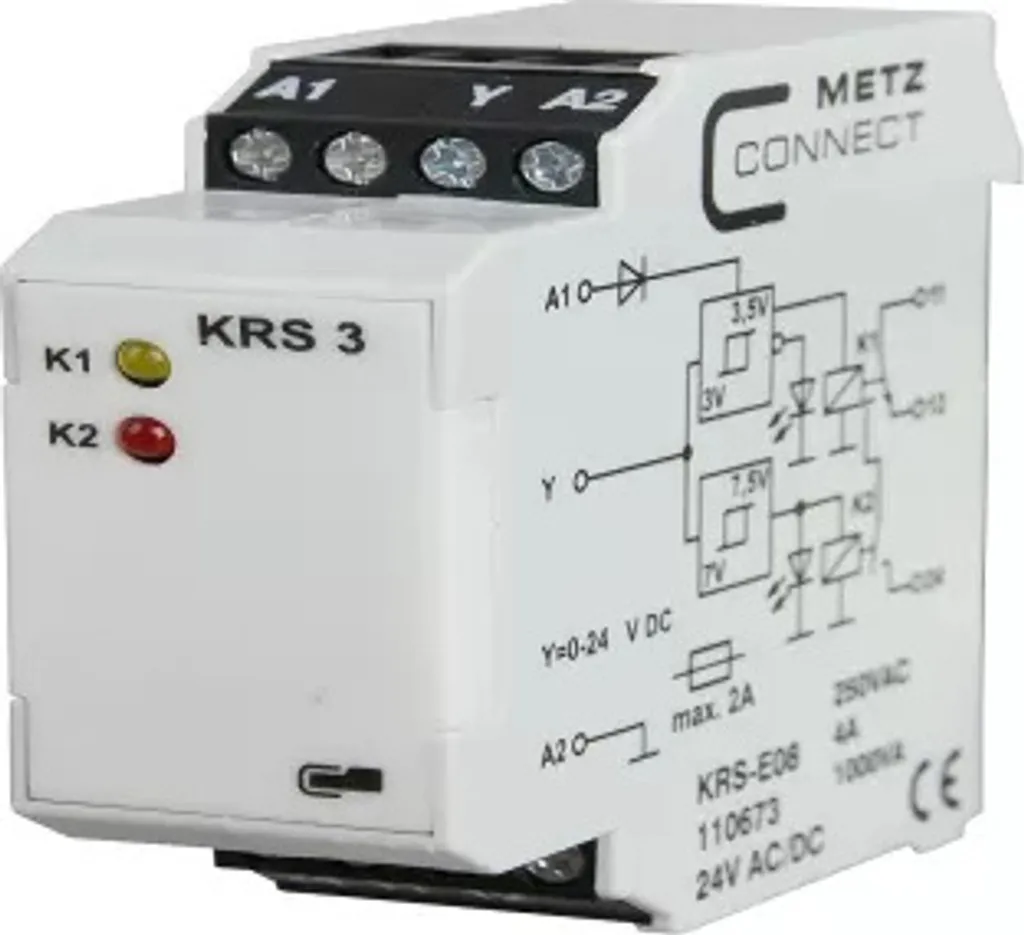 Metz Connect KRS-E08 3 Relais à Seuil 24V AC/DC 110673 pour Rail DIN