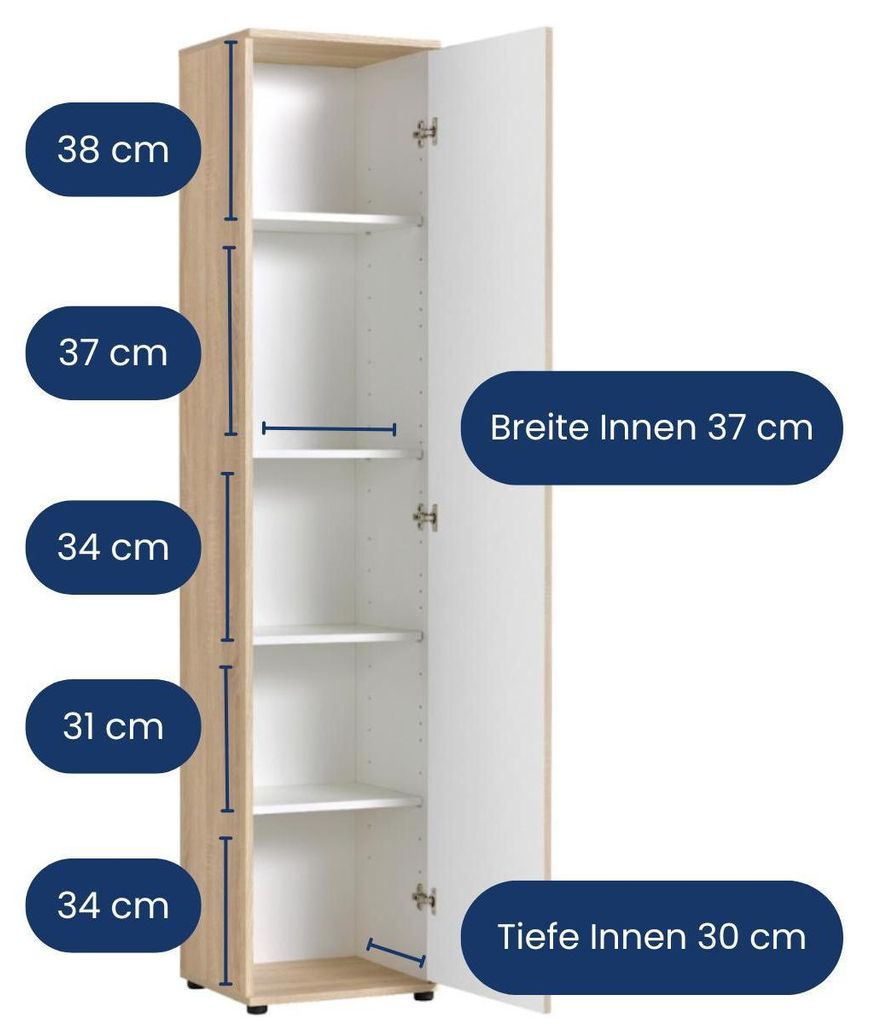 Schmaler Mehrzweckschrank 40 cm breit Sonoma Eiche