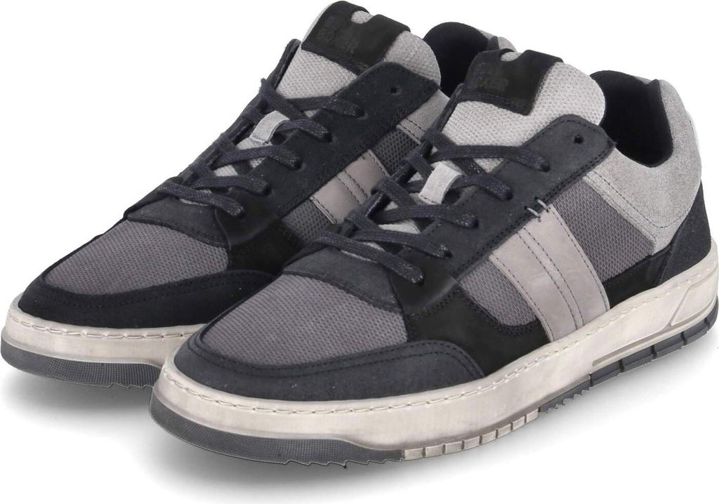 Bullboxer Herren Low Sneaker Schwarz Grau Leder Textil Größe: 44