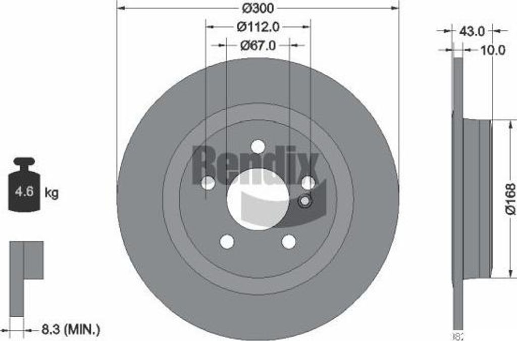 BENDIX Braking BDS1993 Bremsscheibe OE 0004231612 kompatibel mit SLC, SLK