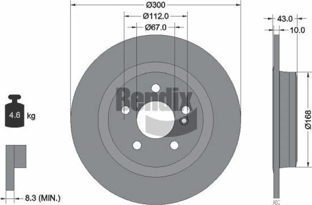 Disque de frein BENDIX BDS1993 OE 0004231612 pour Mercedes SLC et SLK